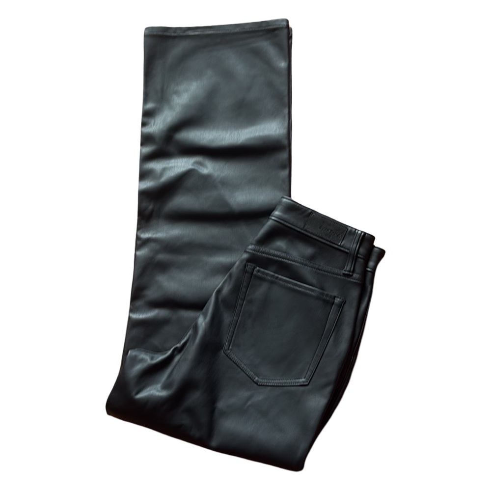 Social Tourist Ultra High Rise Baggy Black Vegan Leather Size 27 - Picture 3 of 13